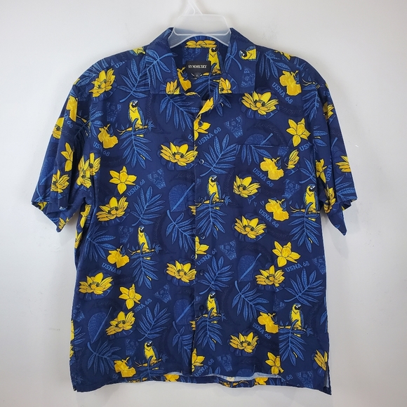 Symmetry USNA 68 Naval Academy Parrot  Tropical Bird Hawaiian Shirt Size XL Mens - Picture 2 of 12